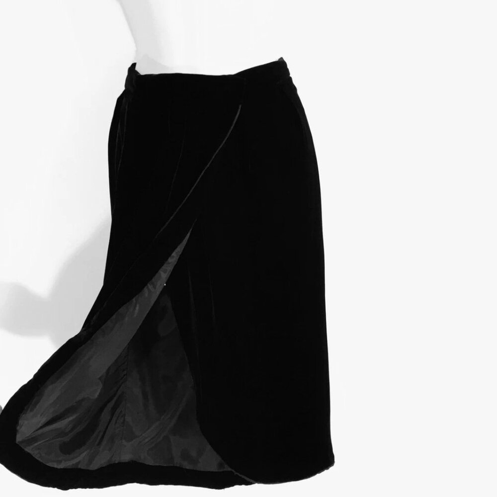 Vintage Peter Mui Velvet Wrap Skirt Sz 10/M Rayon/Silk Cord Trim Dark Fairy Glam